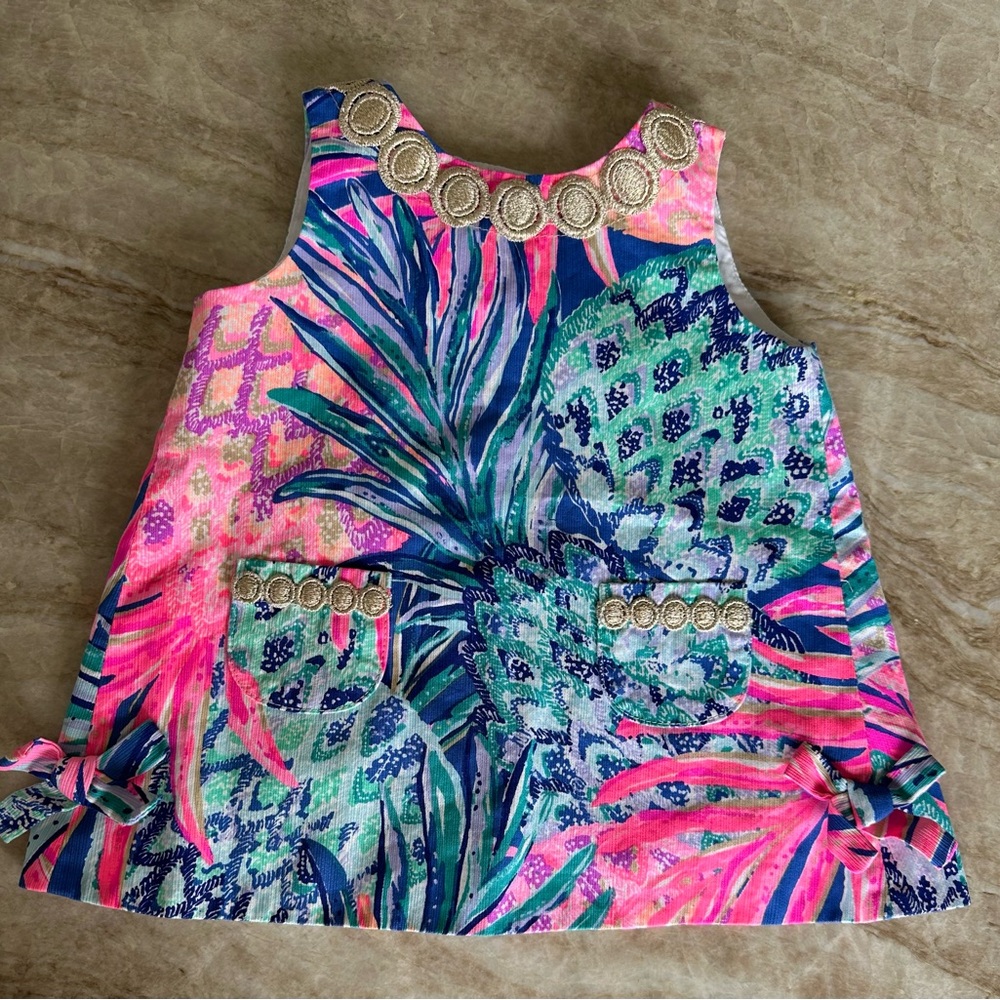 Lilly Pulitzer Baby Lilly Shift Dress "Tropic Like It's Hot" Pineapple 6-12M